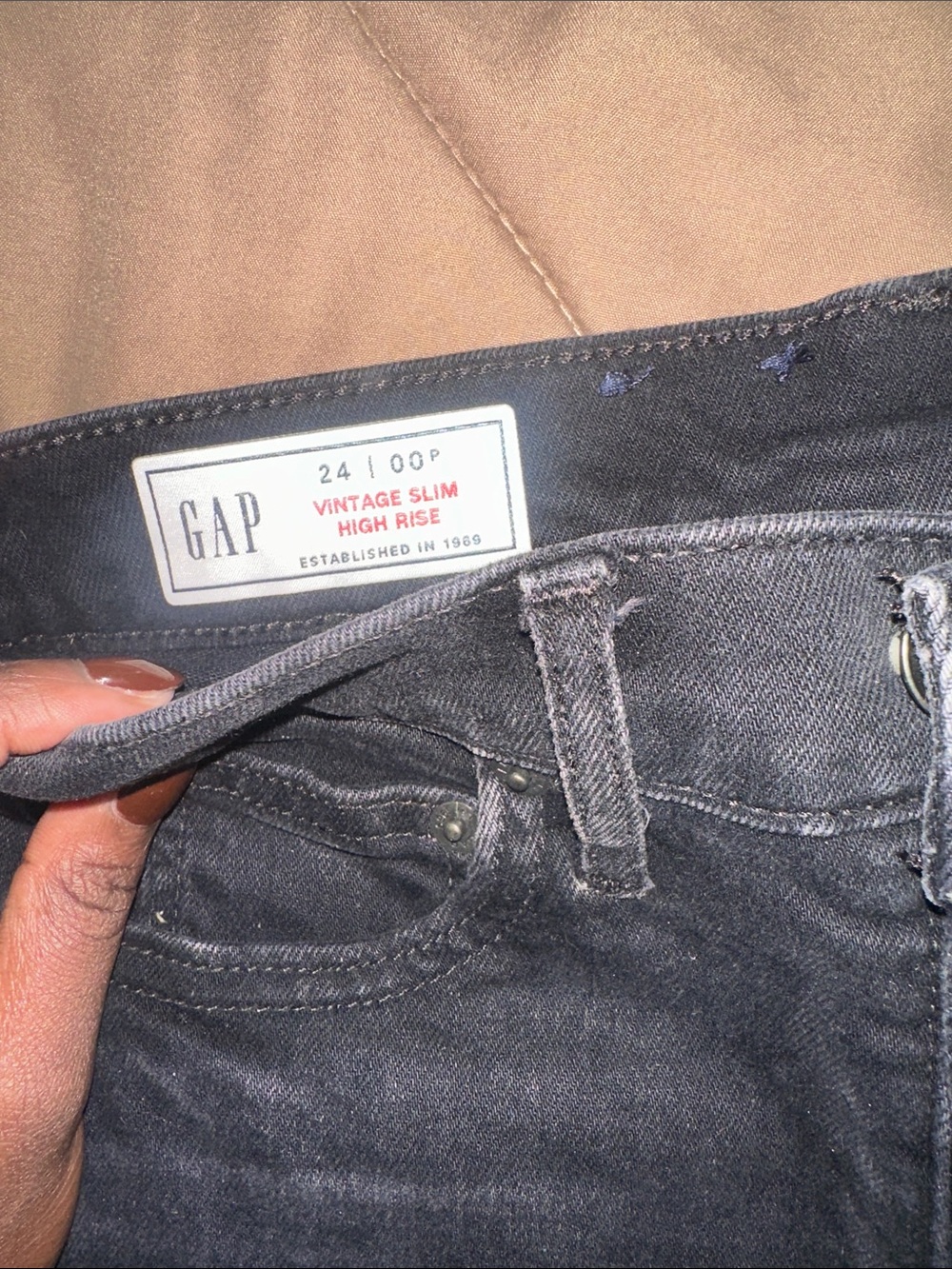 GAP Vintage Slim High Rise Jeans - Charcoal Black Wash
